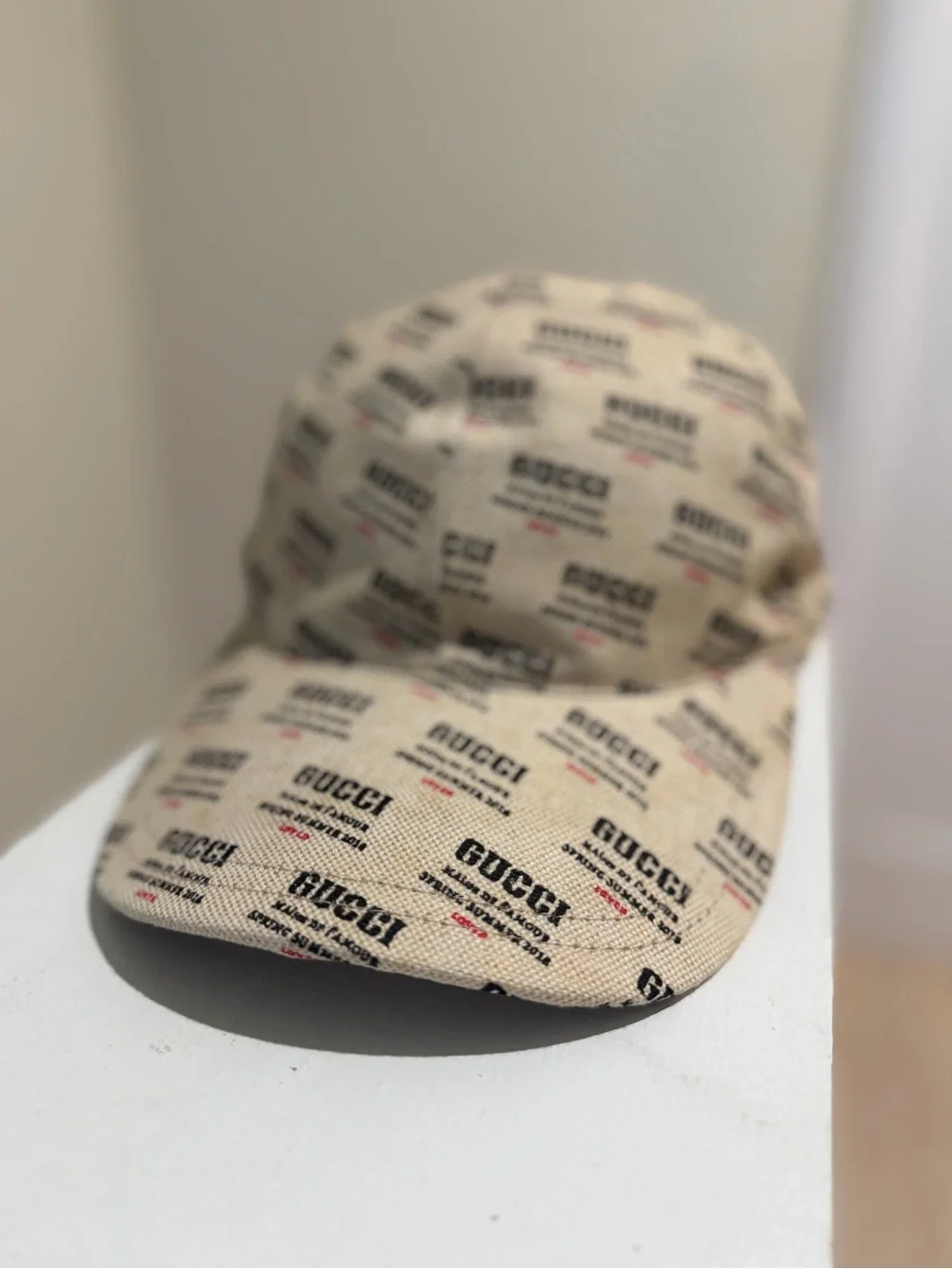 Gucci STAMP Beige Logo Monogram Baseball Cap